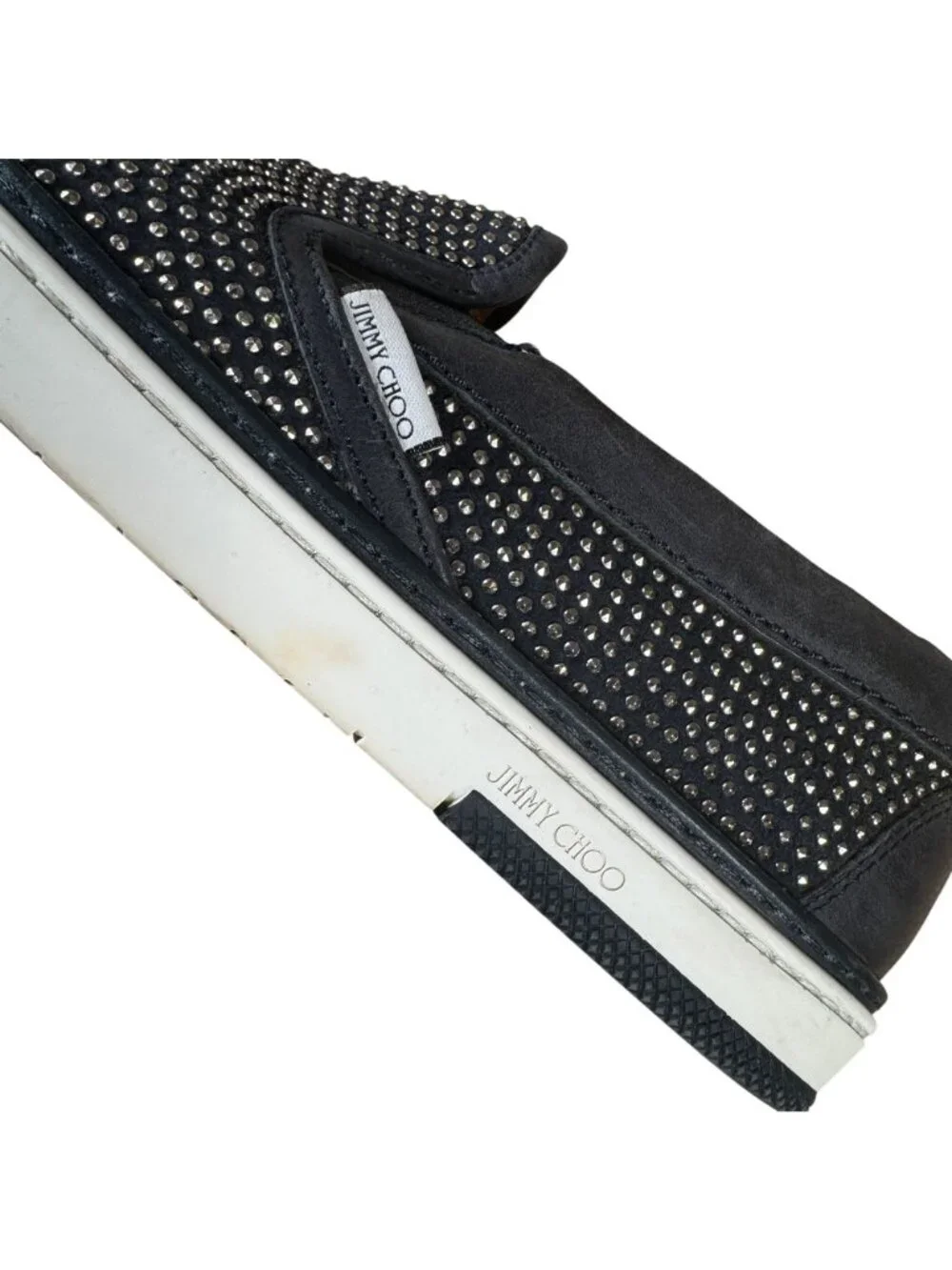 Jimmy Choo Black Micro Studded Demi Slip On Sneakers Size EU 41 US 8.5